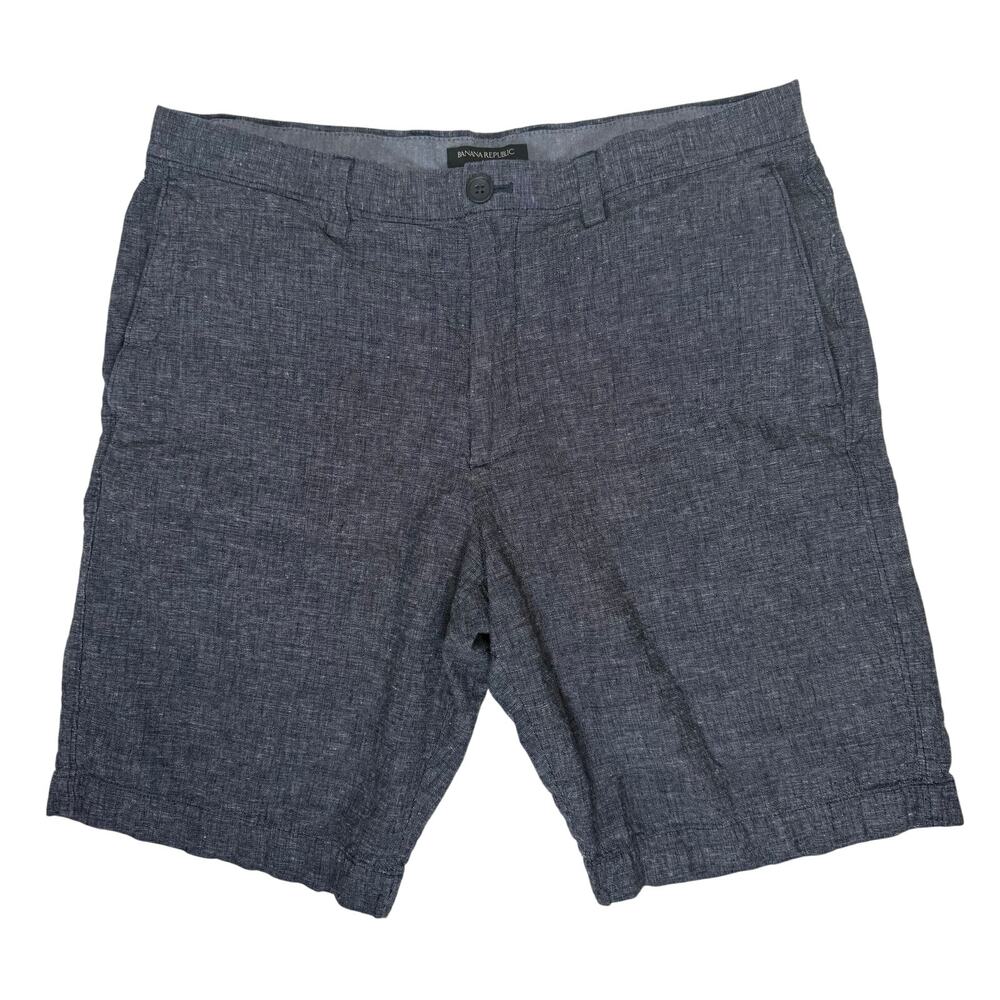 Banana Republic Men’s 34 Gray Linen Cotton Shorts 10" Inseam Summer Casual
